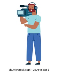 Video Operador de cámara trabajando aislado