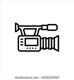 video camera outline icon, camera black line illustration