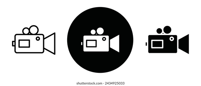 Video camera outline icon collection or set. Video camera Thin vector line art