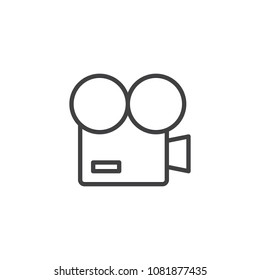 Video camera outline icon. linear style sign for mobile concept and web design. Vintage movie projector simple line vector icon. Symbol, logo illustration. Pixel perfect vector graphics