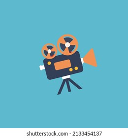 video camera outline, thin, flat, digital icon for web and mobile