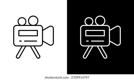 Video Camera Outline White Icon Set Design