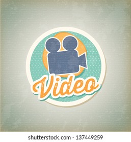 Video camera over vintage background vector illustration