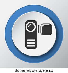 video camera paper icon with shadow. Vector illustrations.