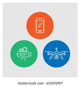 video camera phone and copter icons