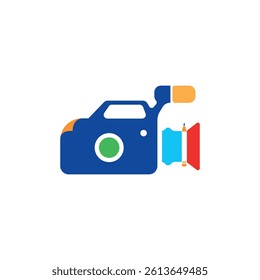Video camera, photo camera, pen and paper all in one. Vector logo design.