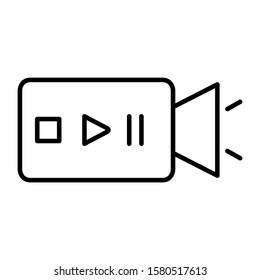 Video camera play icon design. Video camera icon in modern outline style design. Vector illustration.