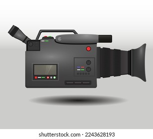 Video Camera Recorder Realistic Design, camera video recorder with microphone and view finder