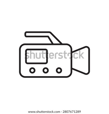 Video Camera Recording Media Hardware Line Icon: Film Production Camcorder