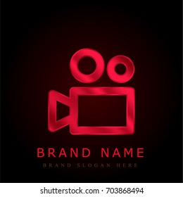 Video camera red chromium metallic logo