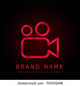 Video camera red chromium metallic logo