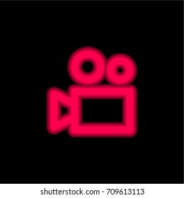 Video camera red glowing neon ui ux icon. Glowing sign logo vector