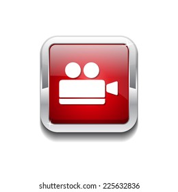 Video Camera Red Vector Icon Button