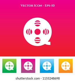 Video or Camera Roll Icon in Colored Square box. eps-10