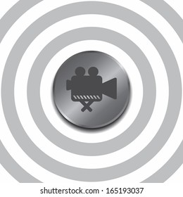 video camera round silver steel icon button theme