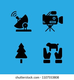 video camera, satellite dish, animal and tree icons vector in sample icon set for web and graphic design