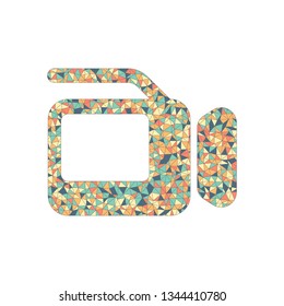 Video camera with screen. Colored mosaic with polygons