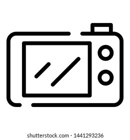 Video camera screen icon. Outline video camera screen vector icon for web design isolated on white background