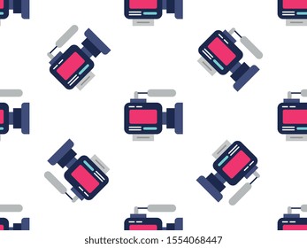 Video camera seamless pattern design, Repeat textile design. Fabric print.