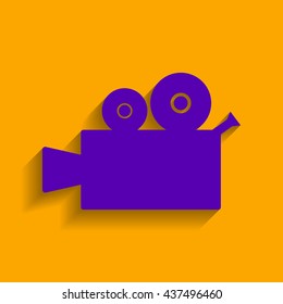 Video camera sign. Flat style black icon on white.