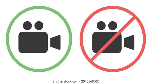 Video camera sign icon. Prohibition to record a video camera sign