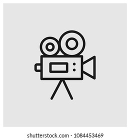 Video camera sign icon in trendy flat style isolated on grey background, modern symbol vector illustration for web