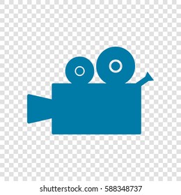 Video camera sign. Vector. Cerulean icon on transparent background.