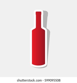 Video camera sign. Vector. New year reddish icon with outside stroke and gray shadow on light gray background.