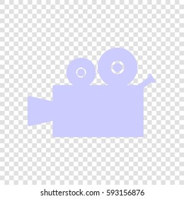 Video camera sign. Vector. Periwinkle icon on transparent background.