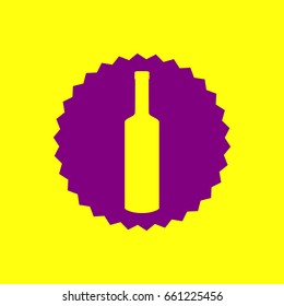 Video camera sign. Vector. Violet label with hole as icon on yellow background.