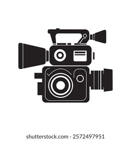 Video Camera silhouette icon design white background. Movie camera icon.