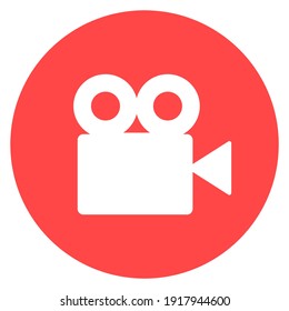 Video camera silhouette square icon. Movie recording button. Digital camcorder badge. Filming equipment thin line illustration. Multimedia contour symbol. Vector isolated outline drawing