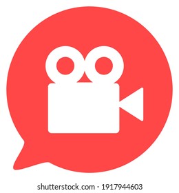 Icono cuadrado de silueta de cámara de vídeo. Botón de grabación de película. Tarjeta de camcorder digital. Ilustración de la línea delgada del equipo de filmación. Símbolo de contorno multimedia. Dibujo de contorno aislado del vector
