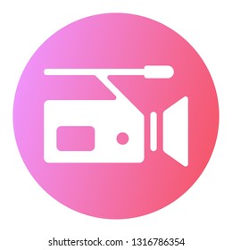 Video camera silhouette vector icon, film recording cam symbol on color gradient background