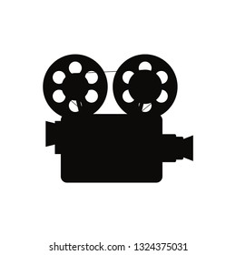 Video Camera silhouette vector illustration. Movie symbol. 