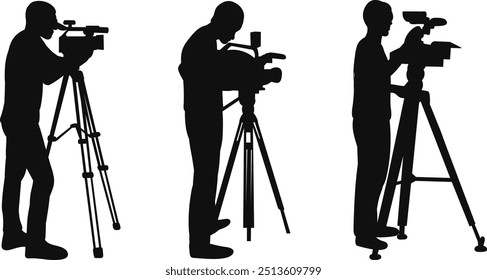 video camera silhouette, vector on white background