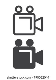 Video camera simple icon, line and solid version, outline and filled vector sign, linear and full pictogram isolated on white. Camcorder symbol, logo illustration, pixel perfect vector graphics