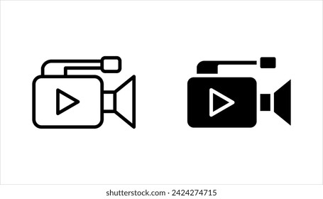 Videokamera einfache Icon-Set. Film- oder Kinozeichen. Multimediasymbol. Vektorgrafik auf weißem Hintergrund