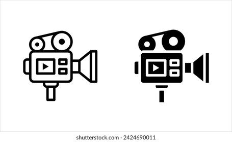 Videokamera einfache Icon-Set. Film- oder Kinozeichen. Multimediasymbol. Vektorgrafik auf weißem Hintergrund