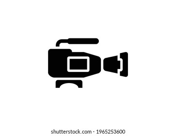 Videokamera. Einfache Illustration auf Schwarz-Weiß.