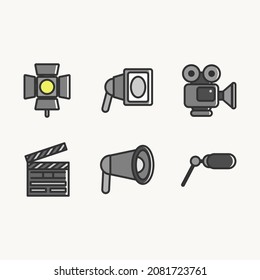 video camera simple vector design set, movie creator equipment