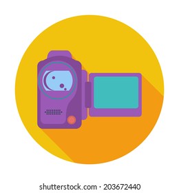 Video camera. Single flat color icon. Vector illustration.