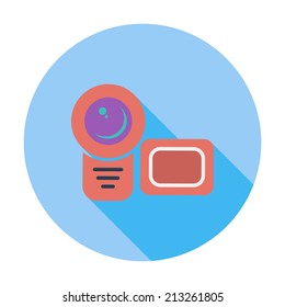 Video camera. Single flat color icon. Vector illustration.