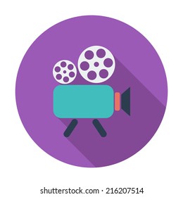 Video camera. Single flat color icon. Vector illustration.