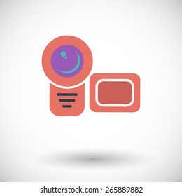 Video camera. Single flat icon on white background. Vector illustration.