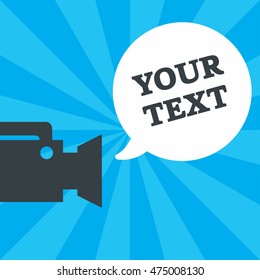 Video Camera With Speech bubble place for your text. share your words to world concept design. vector illustration