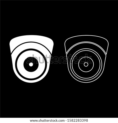 Video camera Spherical camcorder tracking Appliance monitoring Surveillance device CCTV Secure concept icon outline set white color vector illustration flat style image