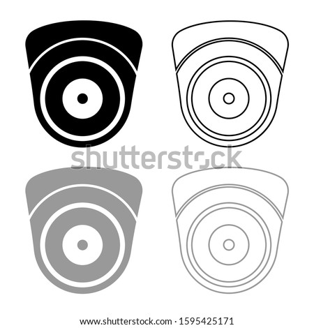 Video camera Spherical camcorder tracking Appliance monitoring Surveillance device CCTV Secure concept icon outline set black grey color vector illustration flat style image