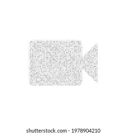 The video camera symbol filled with black dots. Pointillism style. Vector illustration on white background