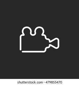 Video camera symbol sign one line icon on background